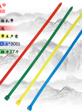 极速彩色绑带厂标5x300mm红色黄色蓝色绿色O一次性尼龙扎带理线带