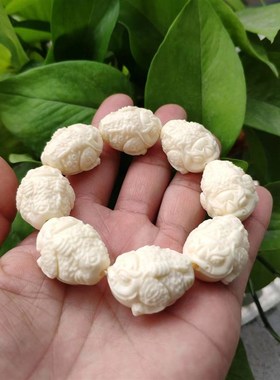 极速文玩象牙果雕刻手串貔貅有求必E应手把件猛犸象牙男女佛珠工