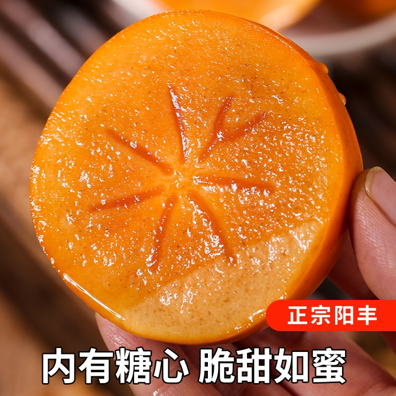 阳丰脆柿子当季新鲜水果整箱时令红大甜硬柿子包邮甜柿火晶柿