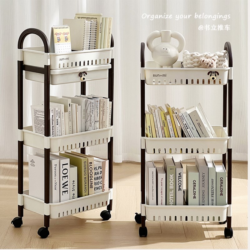 速发小推车置物学整理架纳神器架生宿舍可移动书架零食收带滑轮