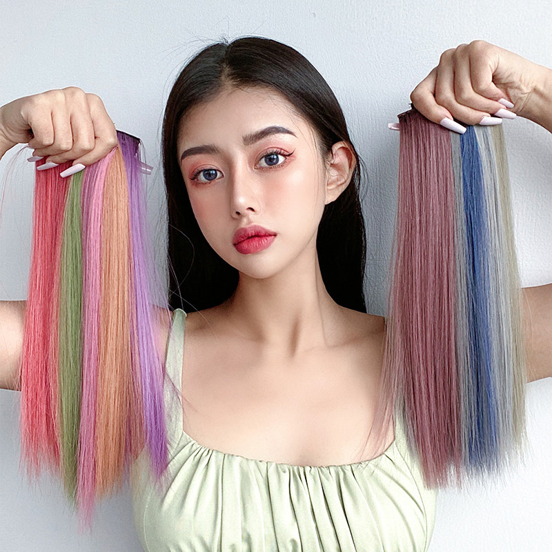 速发彩片挂耳烫假发色长发s染无痕一片式li挑a接发条挂耳染发片