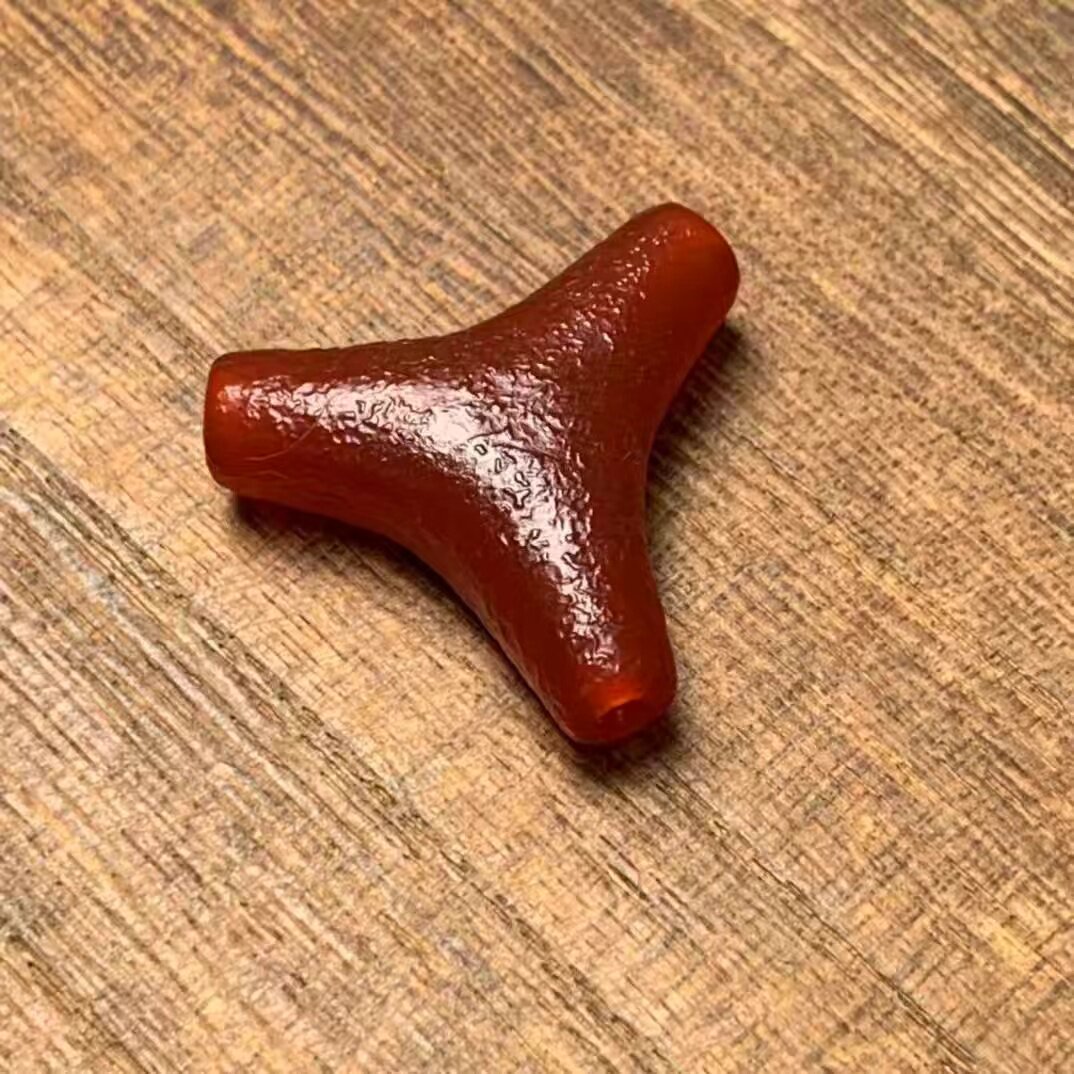 藏传民族风真品天然玛瑙精品老玛瑙红橘皮纹玛瑙三通项链配饰配件