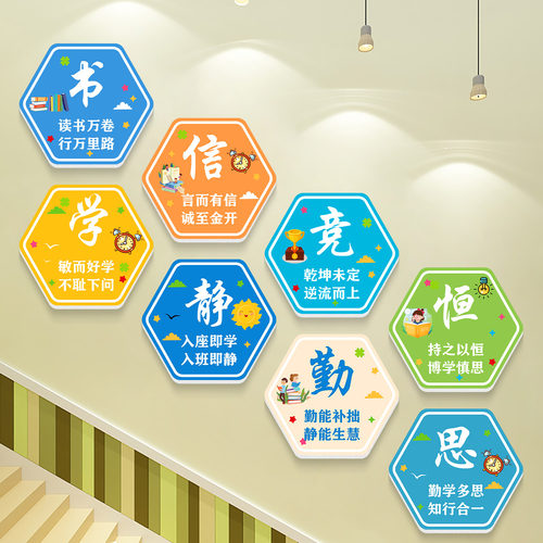 热销托管班墙面装饰培训机构中心C文化形象墙贴纸班级教室背景氛