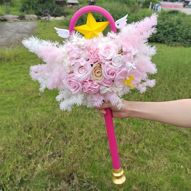热销二次元手捧花百变小樱星之杖B创意结婚花束送女友求婚情人节