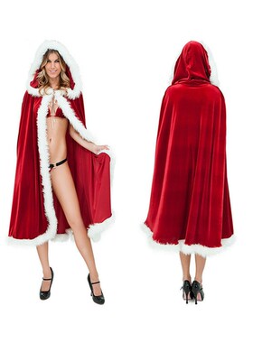 速发圣诞节披风斗篷成人儿童红色连帽出风人色扮演派对圣诞老角演