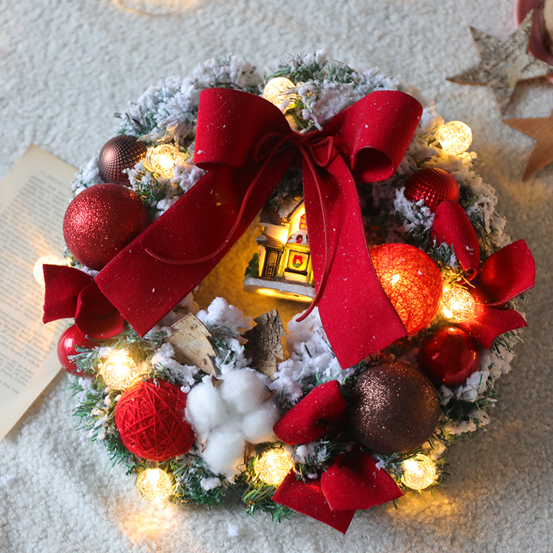 速发圣诞节家用环诞花圣布条藤圈门挂挂饰平安夜圣诞树装饰品场景