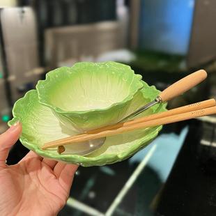 陶瓷珐琅釉下彩家用米饭碗盘子创意小众设计感小清新高档白菜餐具