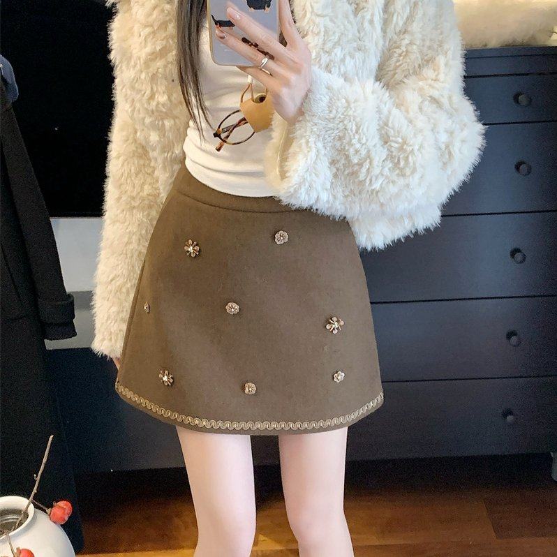 实拍～大码胖MM重工钉珠亮片毛呢百搭A字半身裙,女装/女士精品,大码半身裙,淘宝优惠券,粉丝福利购,淘宝优惠卷