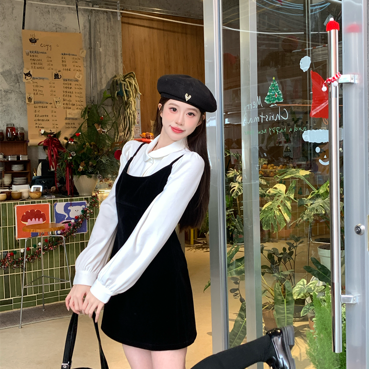 实拍 冬季新款高级感内搭上衣 丝绒吊带连衣裙套装,女装/女士精品,时尚套装,淘宝优惠券,粉丝福利购,淘宝优惠卷