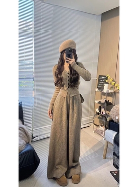 Moli定制留兰冰咖显瘦气质高腰休闲时尚收腰秋冬季套装ML052