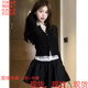 韩系小众别致针织蕾丝背心学院风套装