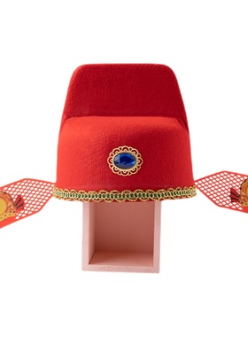 极速状元帽子财神帽子成人儿童县官帽子七品芝麻S官帽子红色摄影