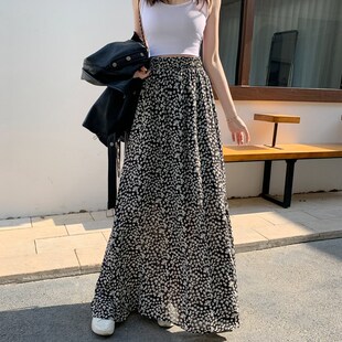 新品 宽松遮跨碎花半身裙高腰大摆 波西米亚雪纺超长裙女2025C新款