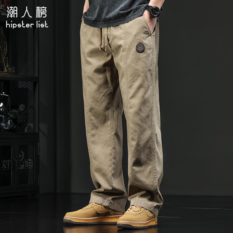 冬季加绒加厚美式工装休闲裤男款新款潮牌直筒男裤宽松大码长裤子