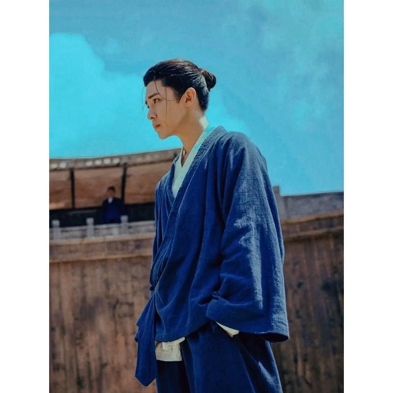 异人之下武当王也同款道袍新中式国风男装亚麻唐装交襟Z汉服中山