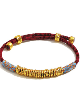 爆款古法沙金麦穗小胖福盘缠红绳手链女感编织手绳本命年复古手环