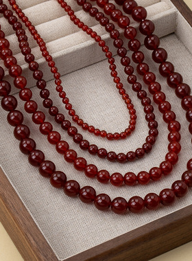 新年红色本命年新中式国风红玛瑙项链串珠感颈链锁骨链