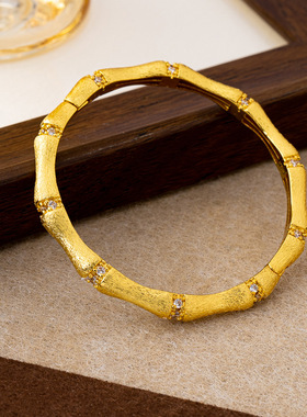 新中式复古拉丝竹节手镯国风复古精致轻奢设计感精工气质手环