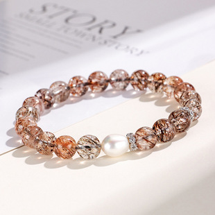 新品黑晶超七淡水珍珠串珠手链女小众感新中式手串首饰无