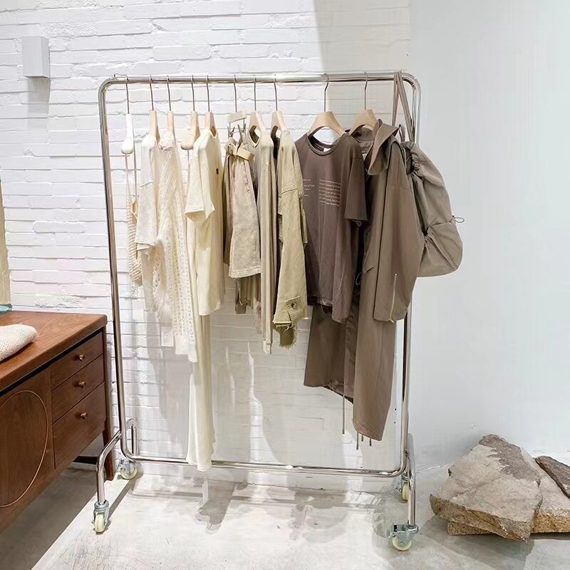 单杠服装货架不锈钢展示架银色架子金色挂衣服架活动灰色架广东