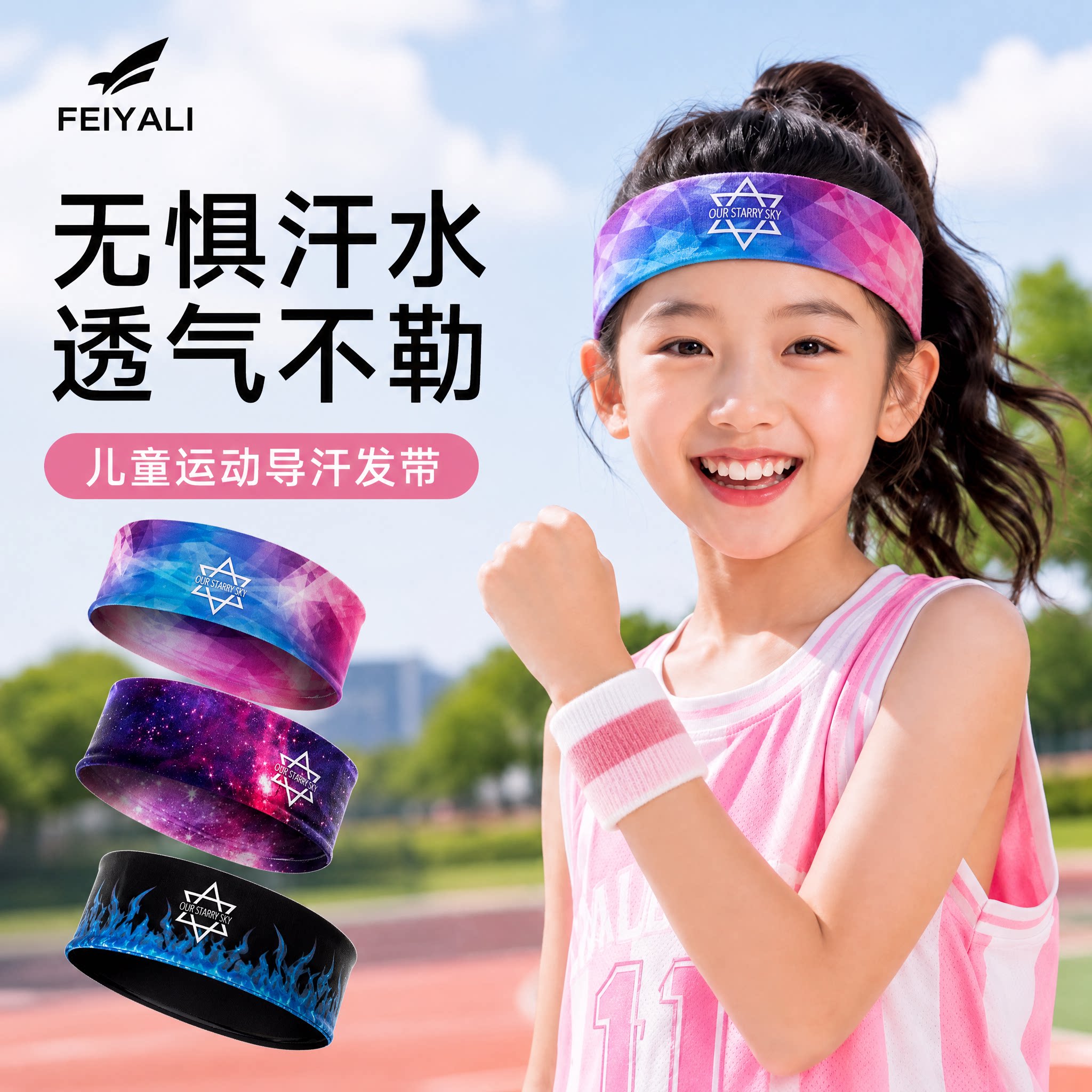 儿童头带女童发带束发带可爱公主头饰韩版百搭压发带运动吸汗头箍