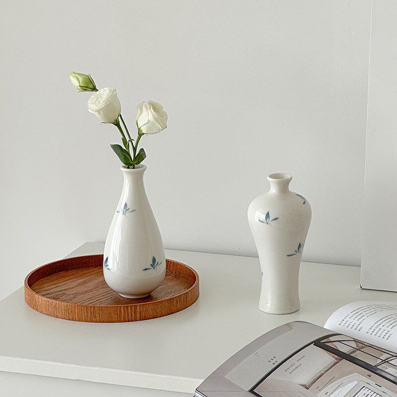 极速客厅新中式摆件书房茶几电视机柜水养陶瓷小花瓶X蝴蝶兰装饰