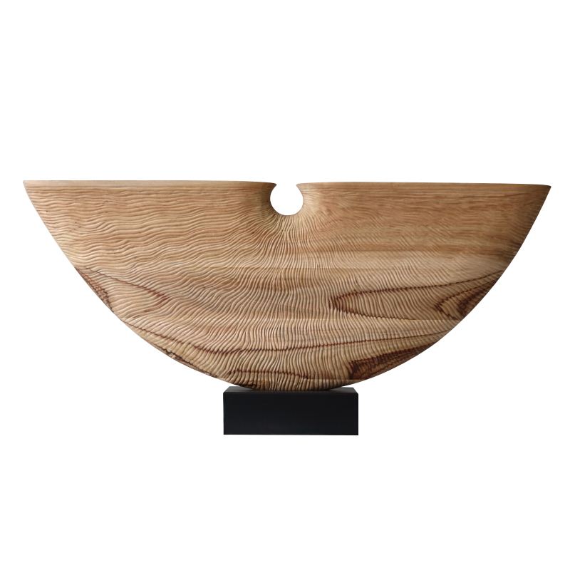 极速新中式半月木雕工艺品摆件样板房客厅玄关桌面酒W店雕塑艺术