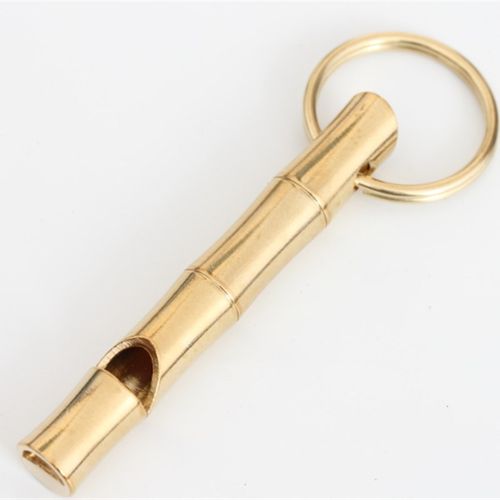 极速纯黄铜大号竹节口哨复古求生哨高频哨子教练口V哨创意竹节口