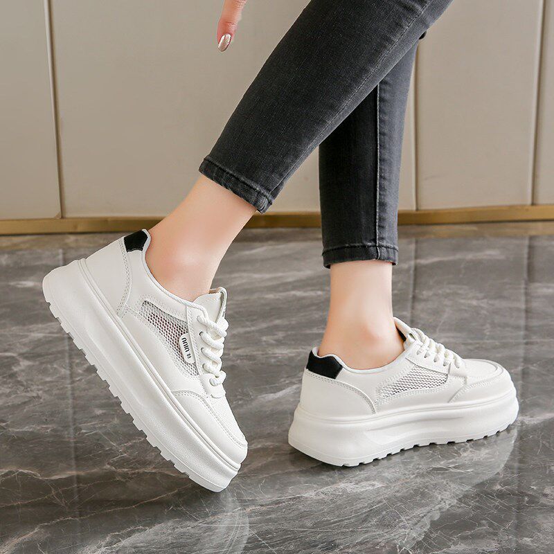 新品女鞋夏天透气小白鞋女款2026爆款镂空网鞋34码厚底Z增高运动