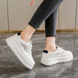 新品女鞋夏天透气小白鞋女款2026爆款镂空网鞋34码厚底Z增高运动