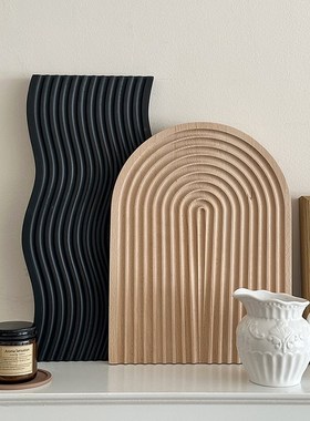 极速ins风f创意不规则木质黑色托盘装饰摆件桌面香薰托盘收纳拍照