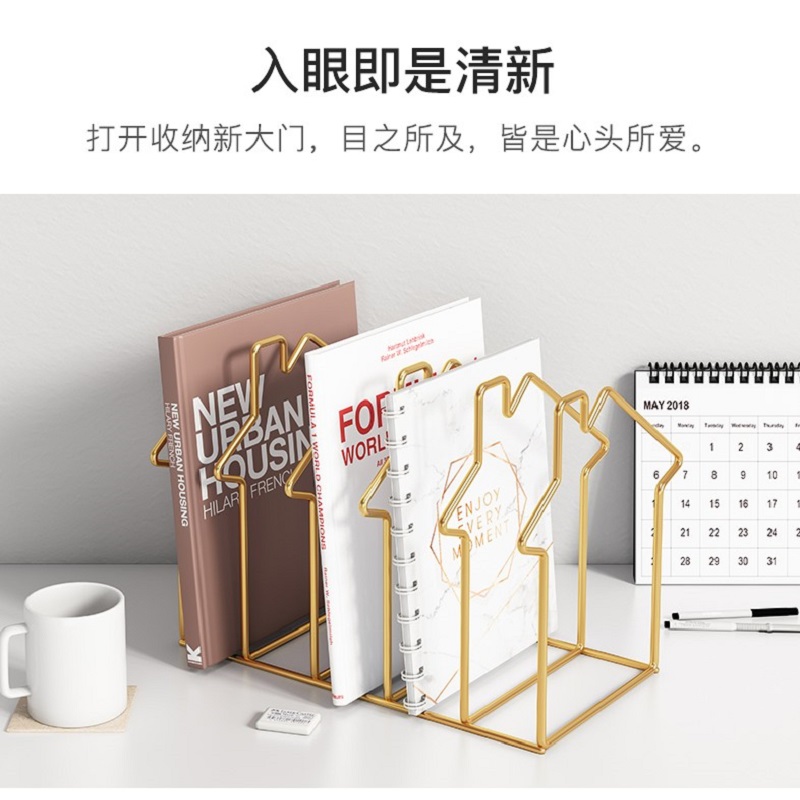 极速北欧a网红铁艺书架置物架创意办公室书桌上书架学生桌面简易