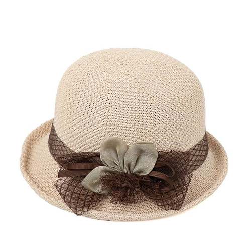 极速帽子女夏季韩版百搭薄款透气草帽春夏礼帽中年时尚.妈妈帽休