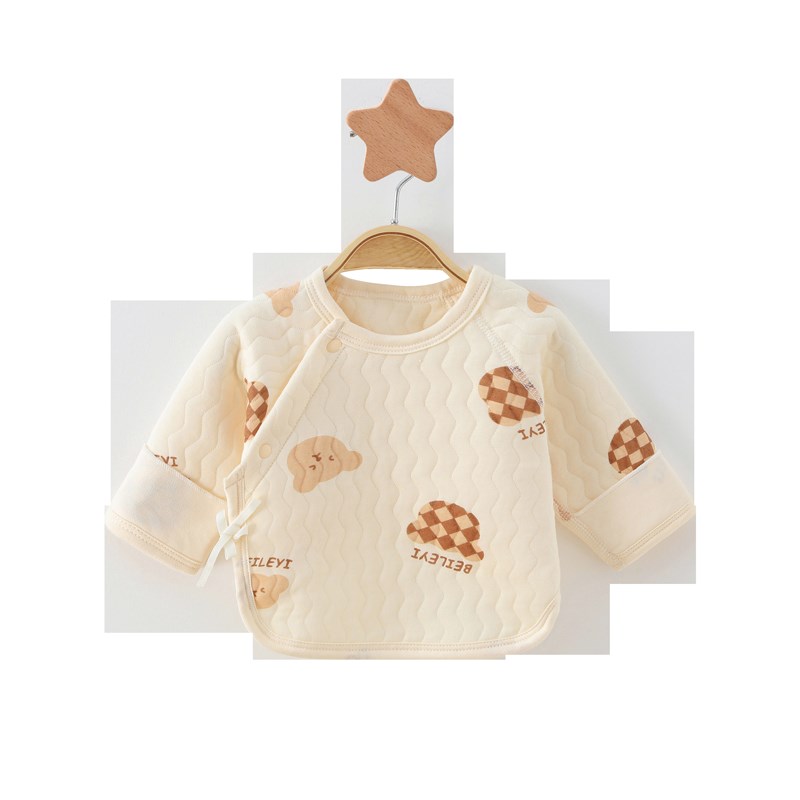 极速0-3月初生婴儿a纯棉无骨半B背衣秋冬保暖新生儿上衣男女宝宝