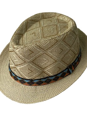 极速Straw hat for mens retro jazz hat for oOld hat for ethn