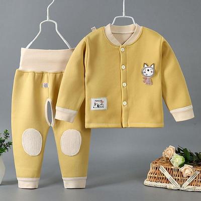 极速韩系宝宝保暖内衣q套装加绒男女童秋衣卫生裤婴儿高腰护肚裤