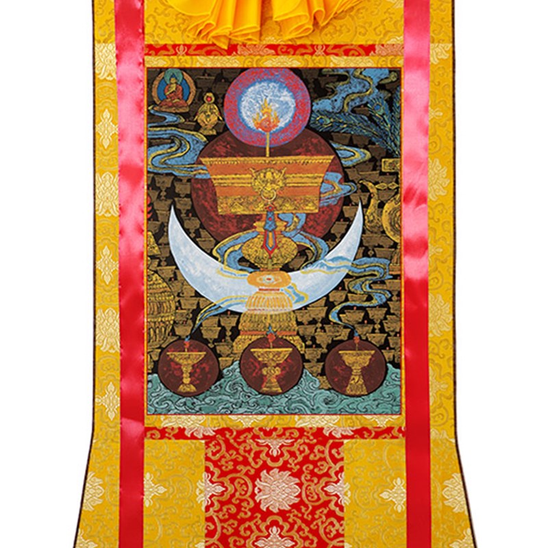 极速定制西藏唐卡8350酥油灯吉祥图布艺装裱挂画尼V泊尔风格非手