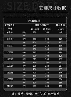 极速时尚款PZ30配电箱白色面板铁盖板箱盖子10/12/15S/18/20回路