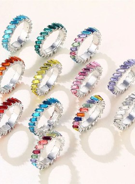 极速6YM  High Quality Ratinbow Ring Cubic Engagement Ring fo