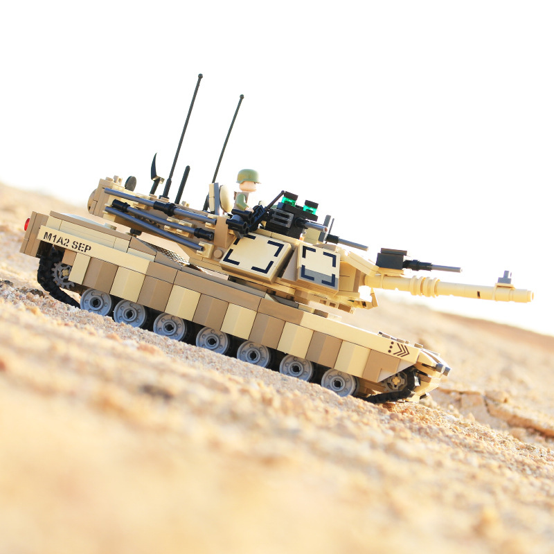 极速外贸军事模型系列仿真可发射B子弹主战坦克小颗粒积木儿童拼