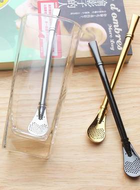 极速304不锈钢过滤吸管l勺 茶叶吸管 Yerba Mate Straw Tea Influ