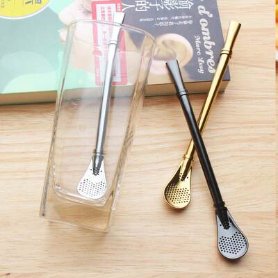 极速304不锈钢过滤吸管l勺 茶叶吸管 Yerba Mate Straw Tea Influ