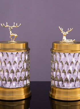 新品轻奢水晶玻璃糖果罐t盒透明储物罐创意糖果北欧桌面家居装饰