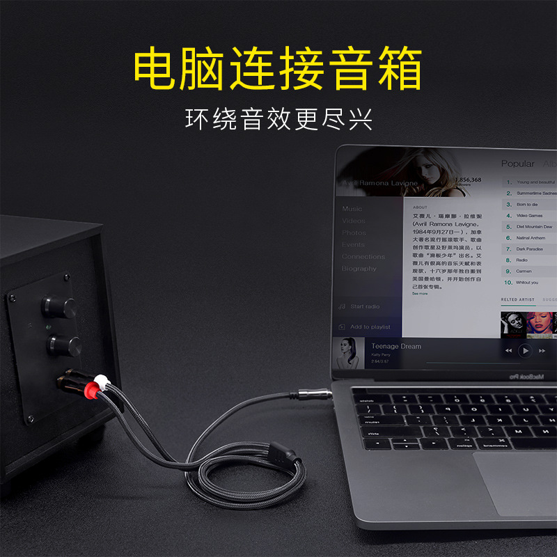 极速双莲花头转3.5音频线 先锋打碟机E接音箱DDJ400手机声卡功放