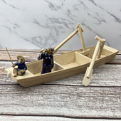 极速家居饰品工艺船乌篷船仿古小木船模型摆件Q实木渔船客厅博古
