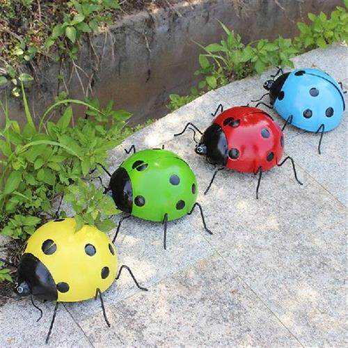 极速Ladybug Wall Decor Mtetal Ladybugs Garden Wall Art Decor