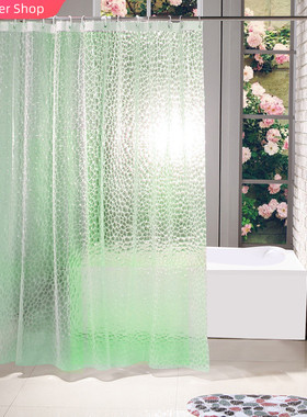 极速Waterproof 3D Shower Curtain With 12 Hooks BathinYg Shee