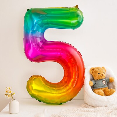新品韩国ings超大彩虹生日数字气球渐变果冻儿童周岁派对装饰拍照