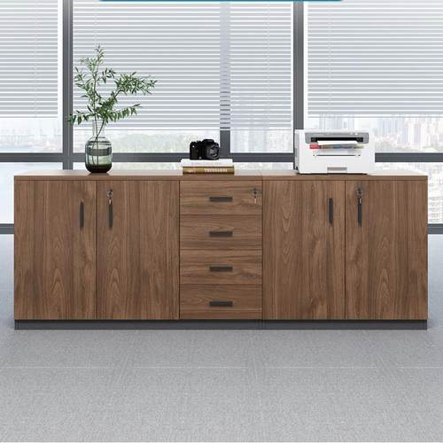 极速文件柜矮柜办公室茶水柜木质收纳柜带锁打P印机柜隔断柜资料