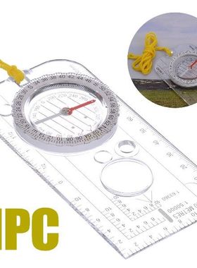 极速.1pc Compass Map Scale Ruzler Outdoor Camping Directiona
